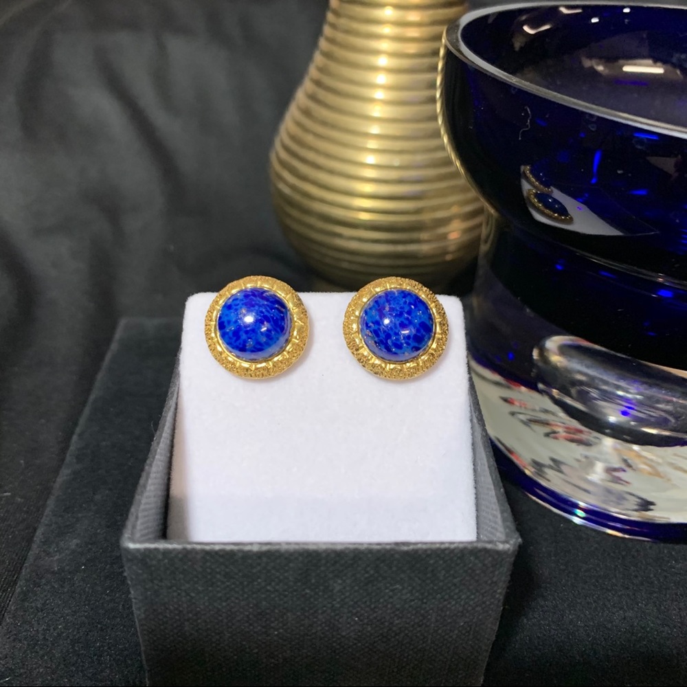 Vintage 80s Christian Dior lapis lazuli earrings